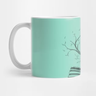 Life and Knowledge Tree Growing from Opened Book Mug